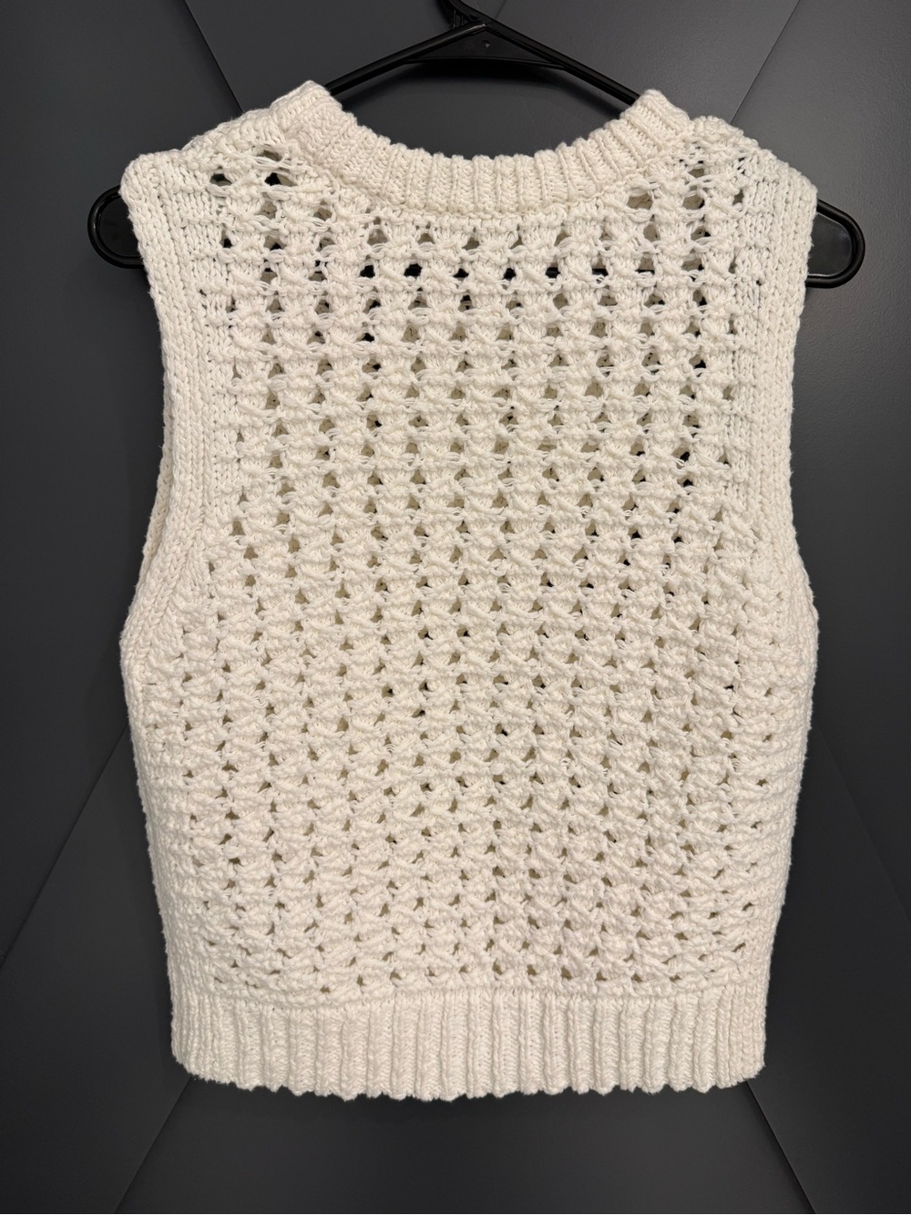 FRAME Tape Yarn Sleeveless Sweater Vest Tank Off White/Cream - Picture 7 of 8